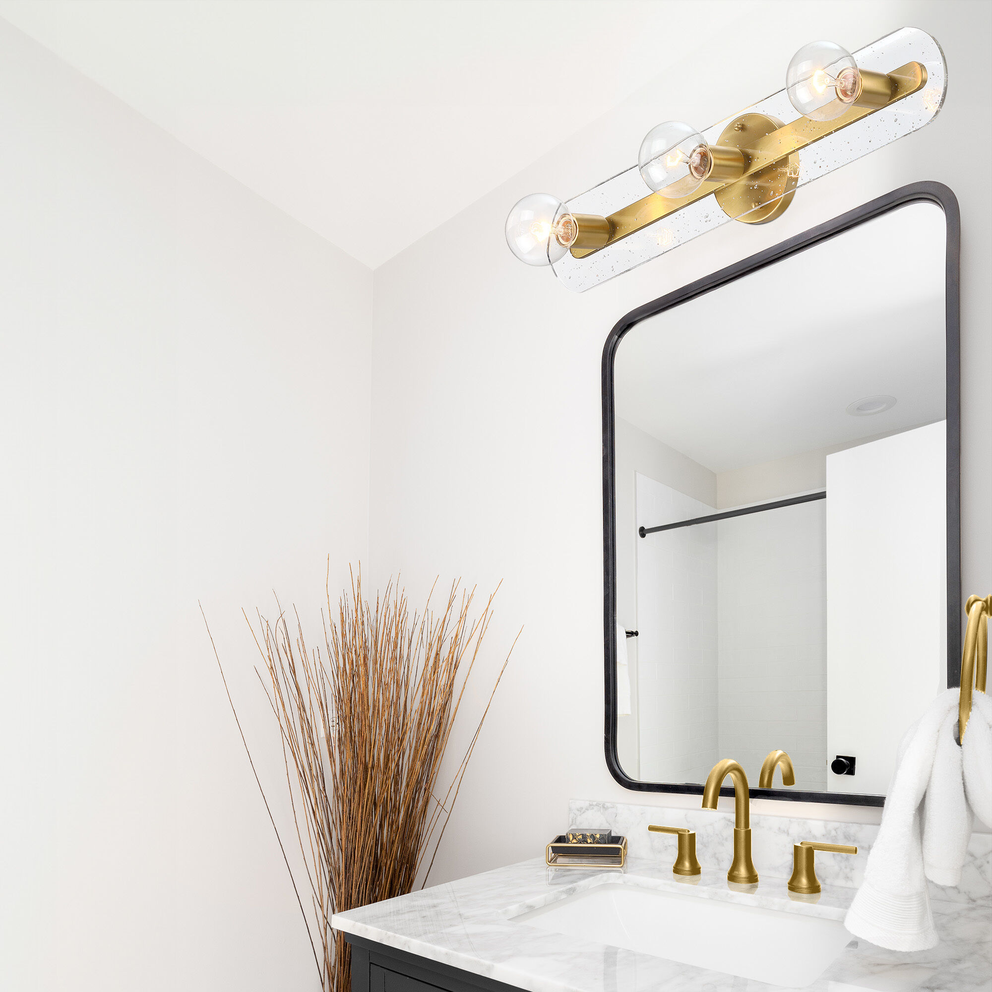 Demi 3 Light 24 inch Brushed Gold Vanity Light Wall Light